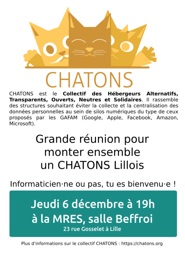 Affiche deuxième réunion CHATONS Lille